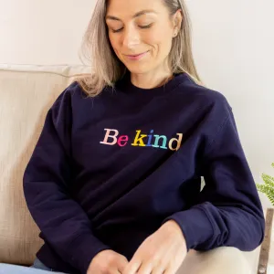 Be Kind Embroidered Letters Navy Sweatshirt