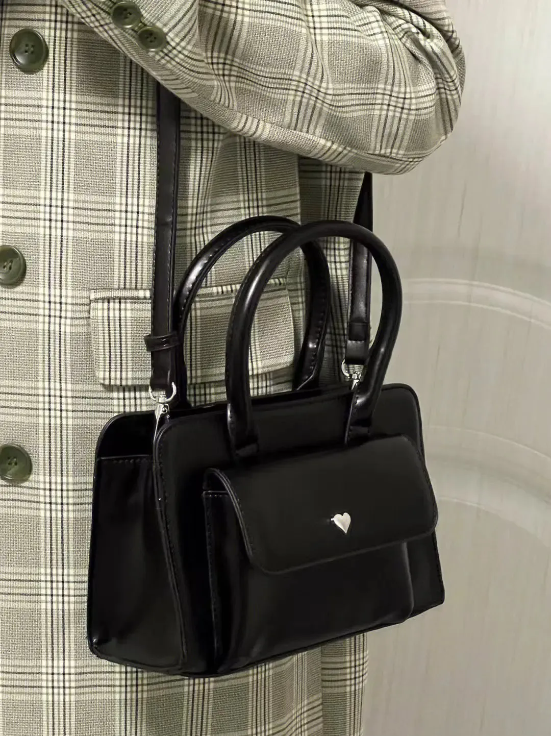 Black Versatile Elegant  Eco Leather Crossbody Bag