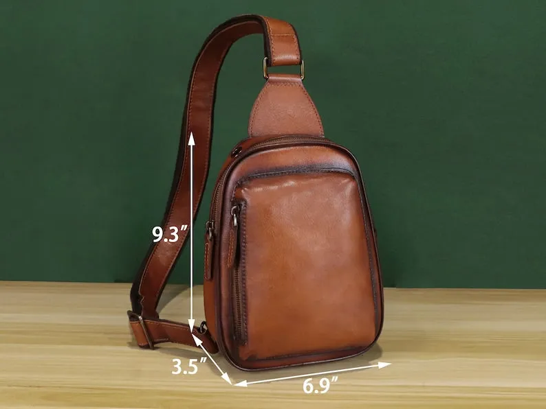 Brown Multifunction Sling Bag Crossbody Purse