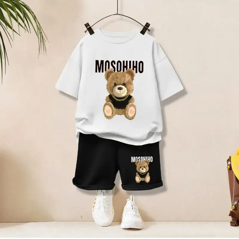 Cartoon Bear T-Shirt & Shorts Set for Kids