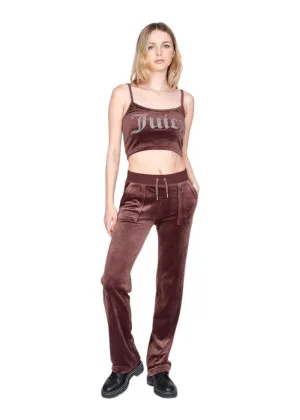 Del Ray Classic Velour Pant Pocket Design - Bitter Chocolate