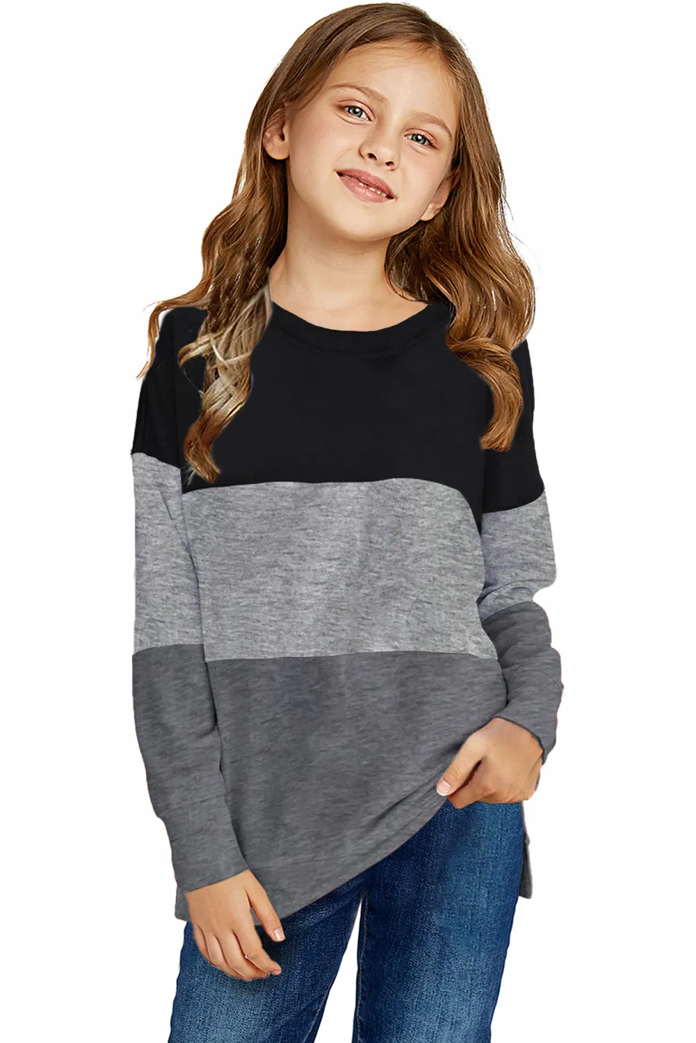 Girls Colorblock Crewneck Sweatshirt