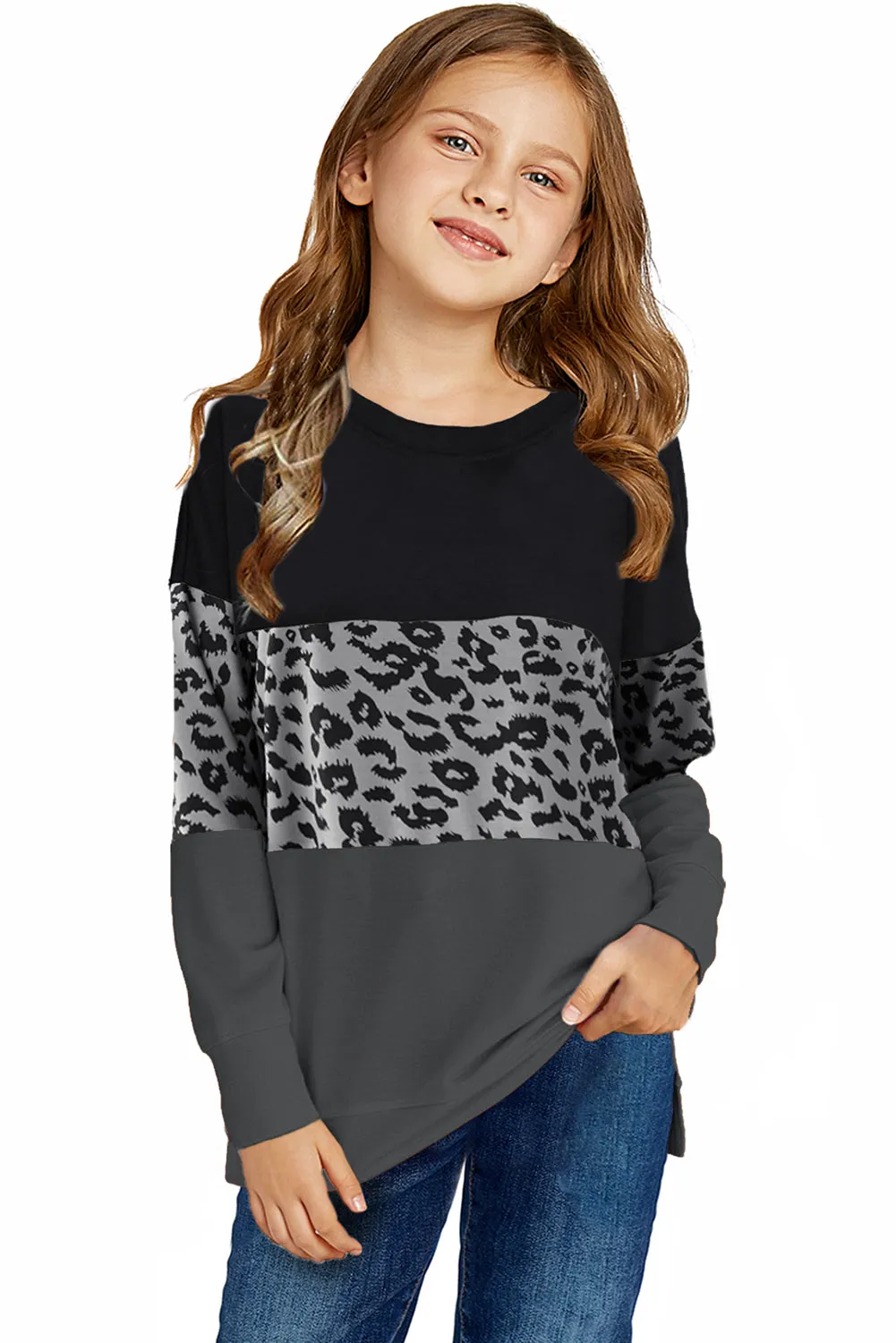 Girls Colorblock Crewneck Sweatshirt