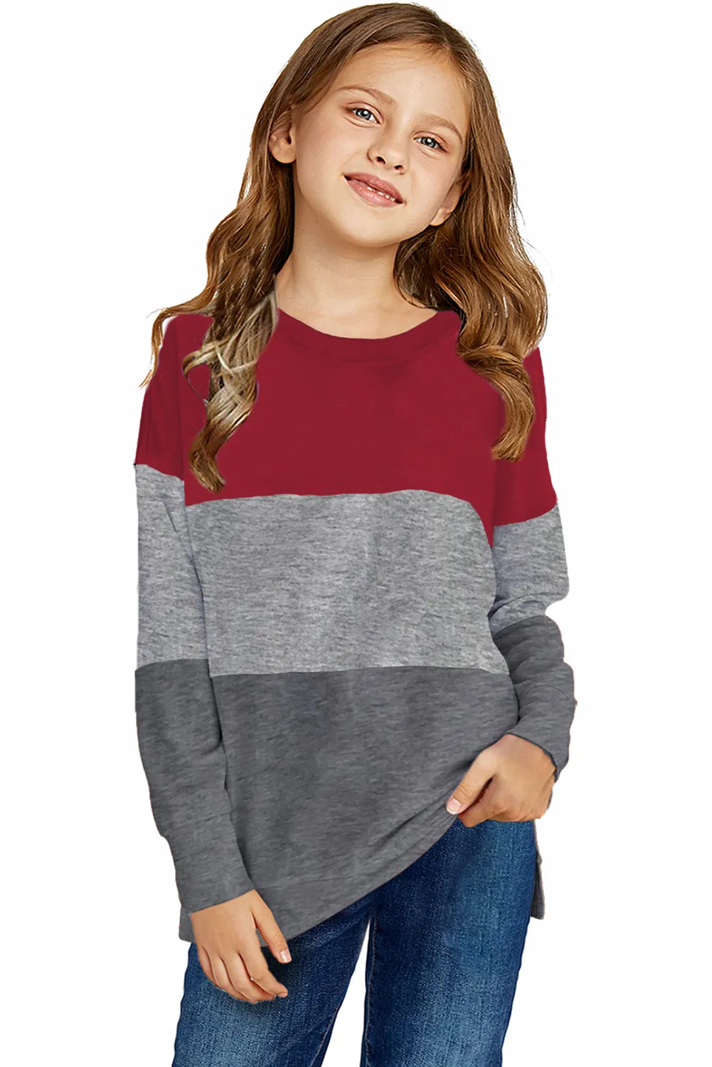 Girls Colorblock Crewneck Sweatshirt