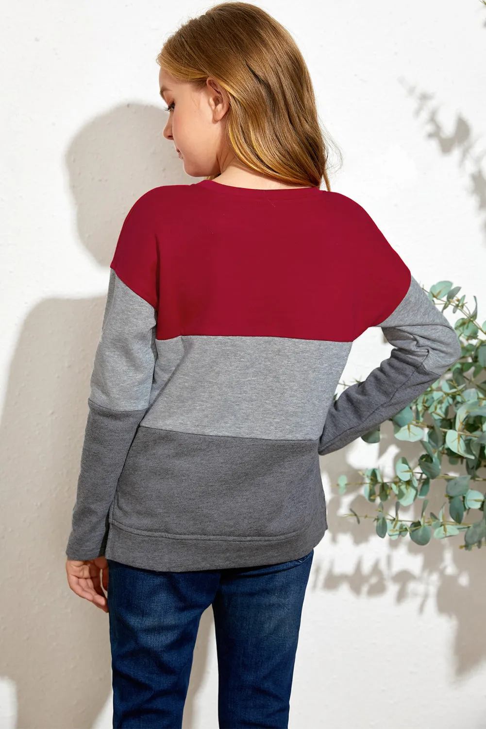 Girls Colorblock Crewneck Sweatshirt