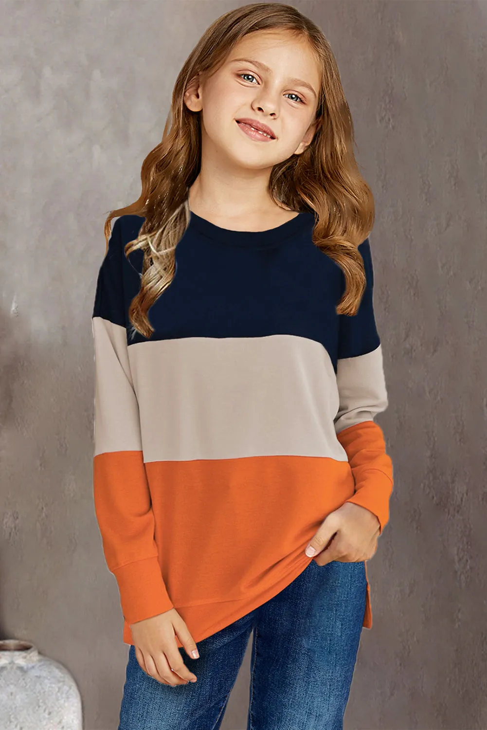 Girls Colorblock Crewneck Sweatshirt