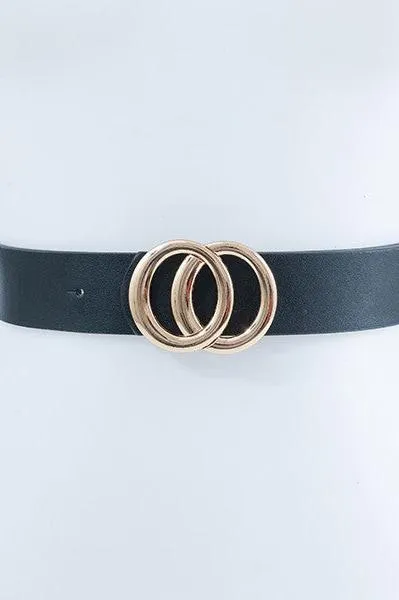 Gold Double Circle Belt Black or Ivory