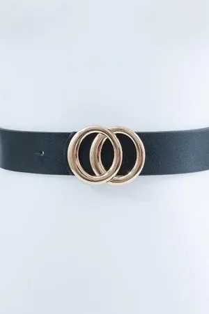 Gold Double Circle Belt Black or Ivory