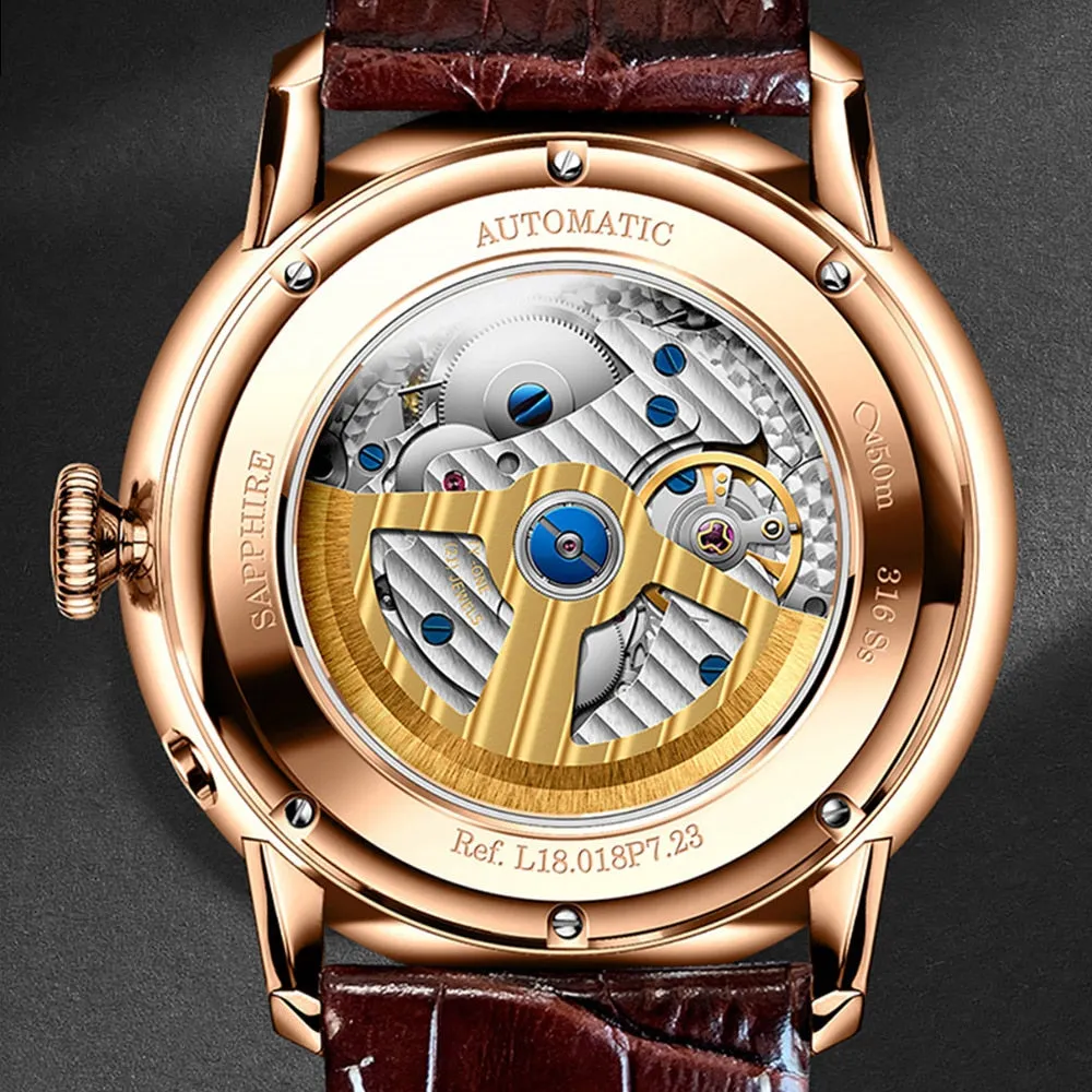 Lobinni Limited Edition Mechanical Watch: Luxurious Timepiece with Automatic Movement and 316L Stainless Steel Construction