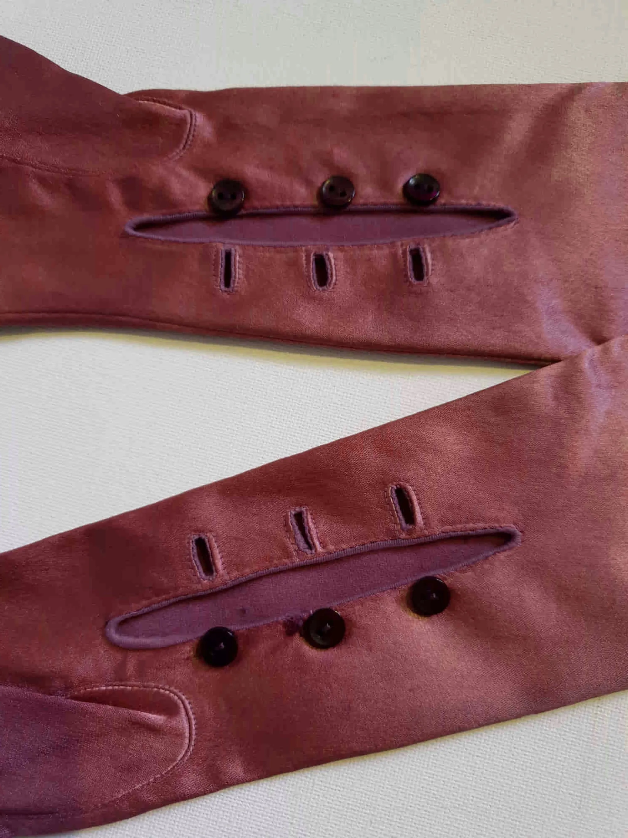 Long Opera Length Magenta Satin Evening Gloves - Size 7