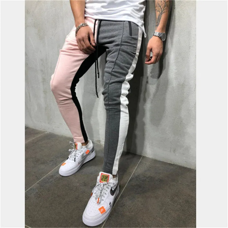 Men's Casual Pink & Grey Sport Jogger Pants