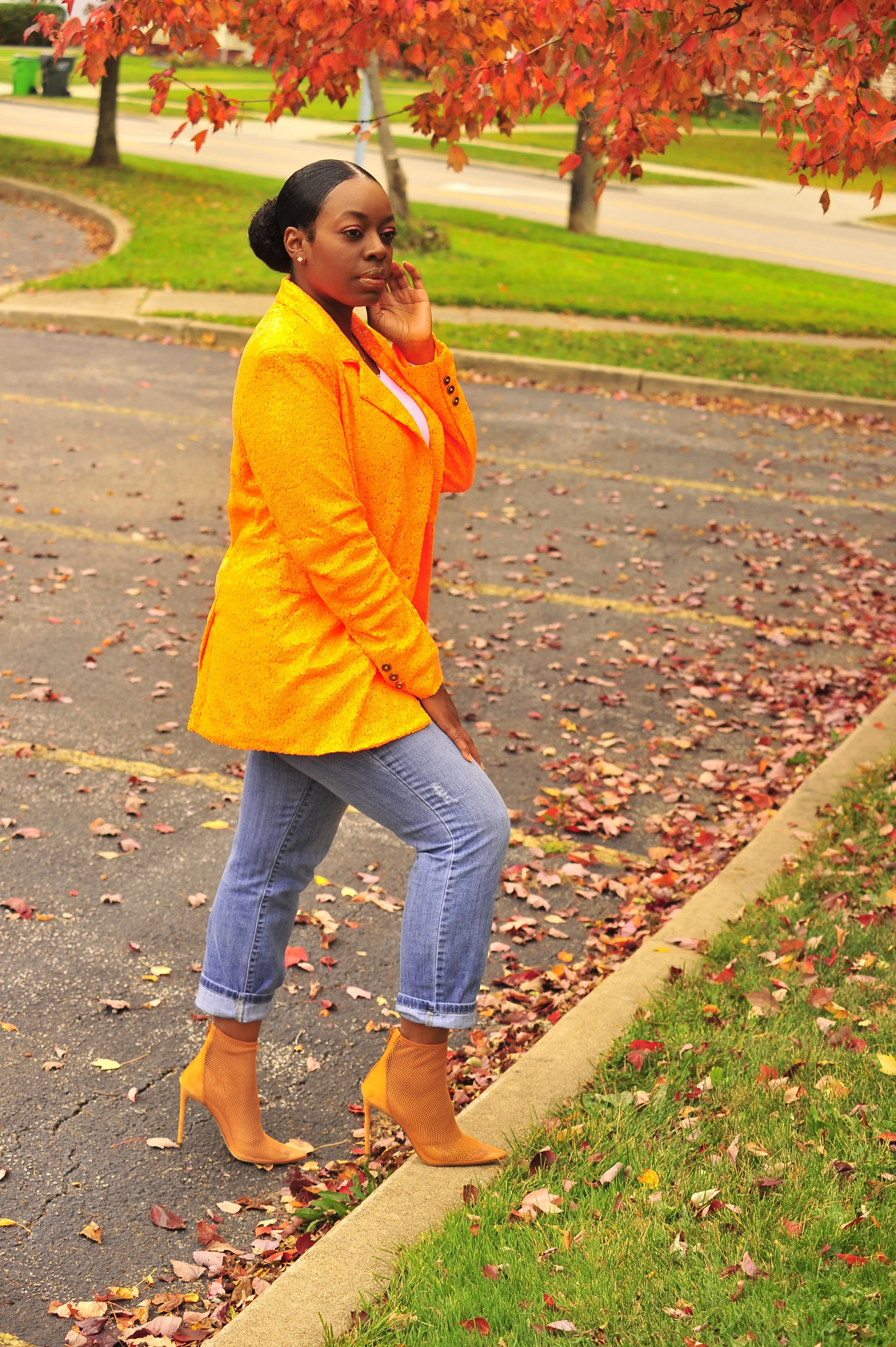 Orange Sequin Blazer
