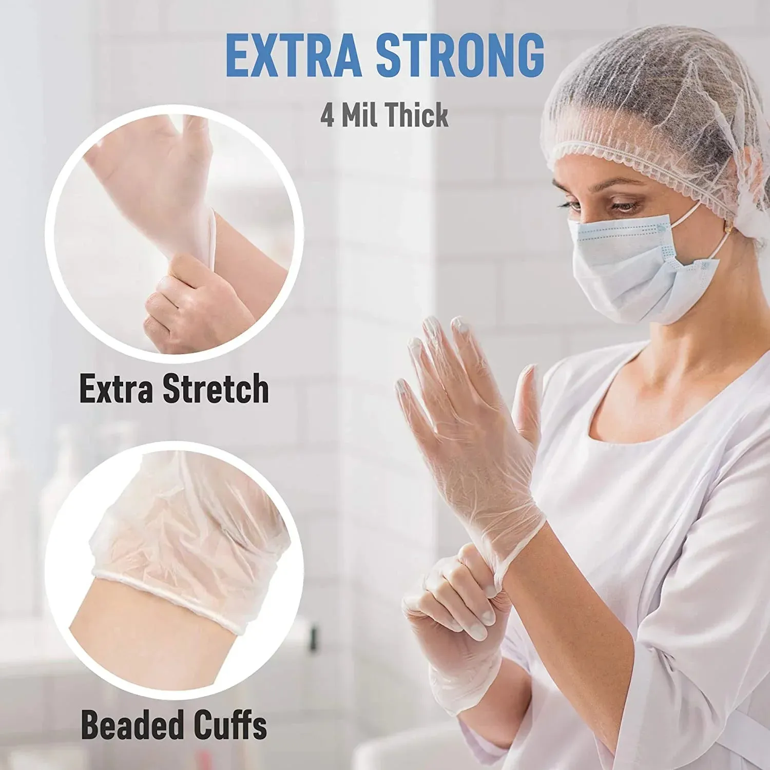 Powder Free Disposable Vinyl Gloves - Clear