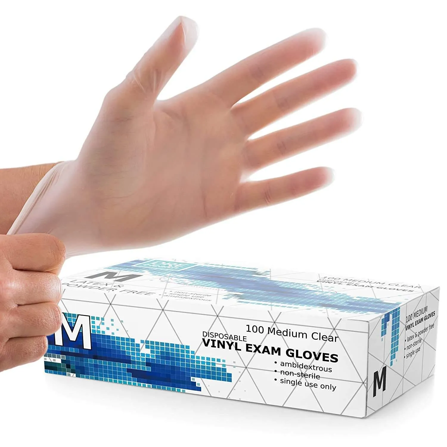 Powder Free Disposable Vinyl Gloves - Clear