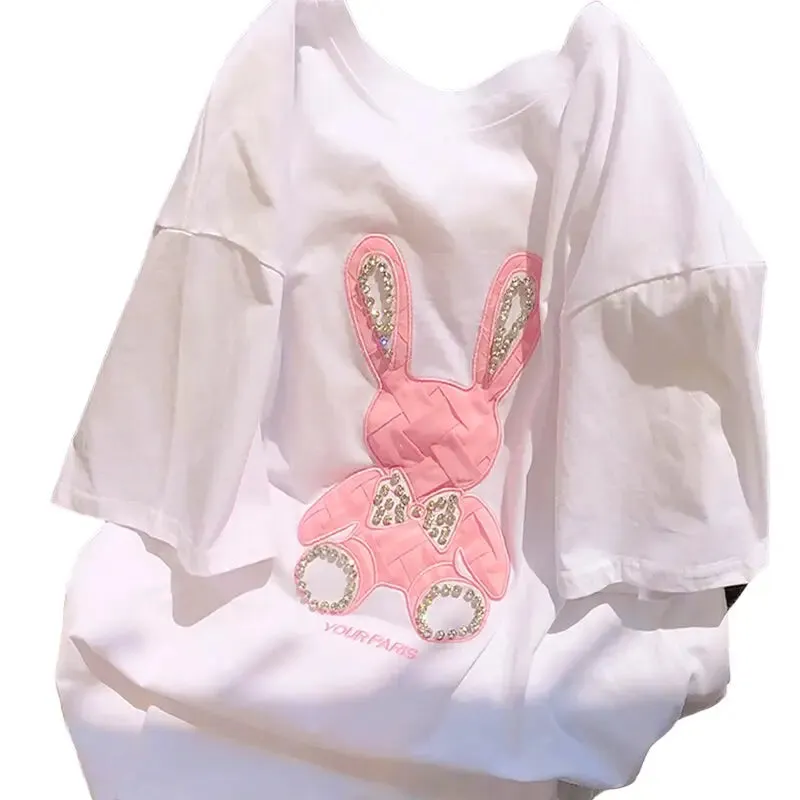 Rabbit Embroidery Loose T-Shirts