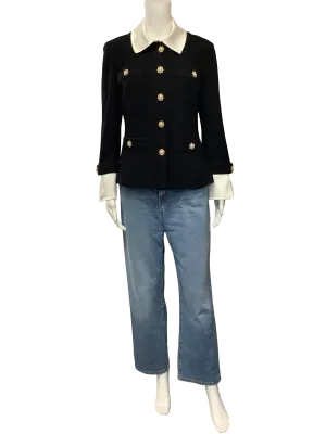 St. John Jacket Short Button Up Collar Black Size: 6