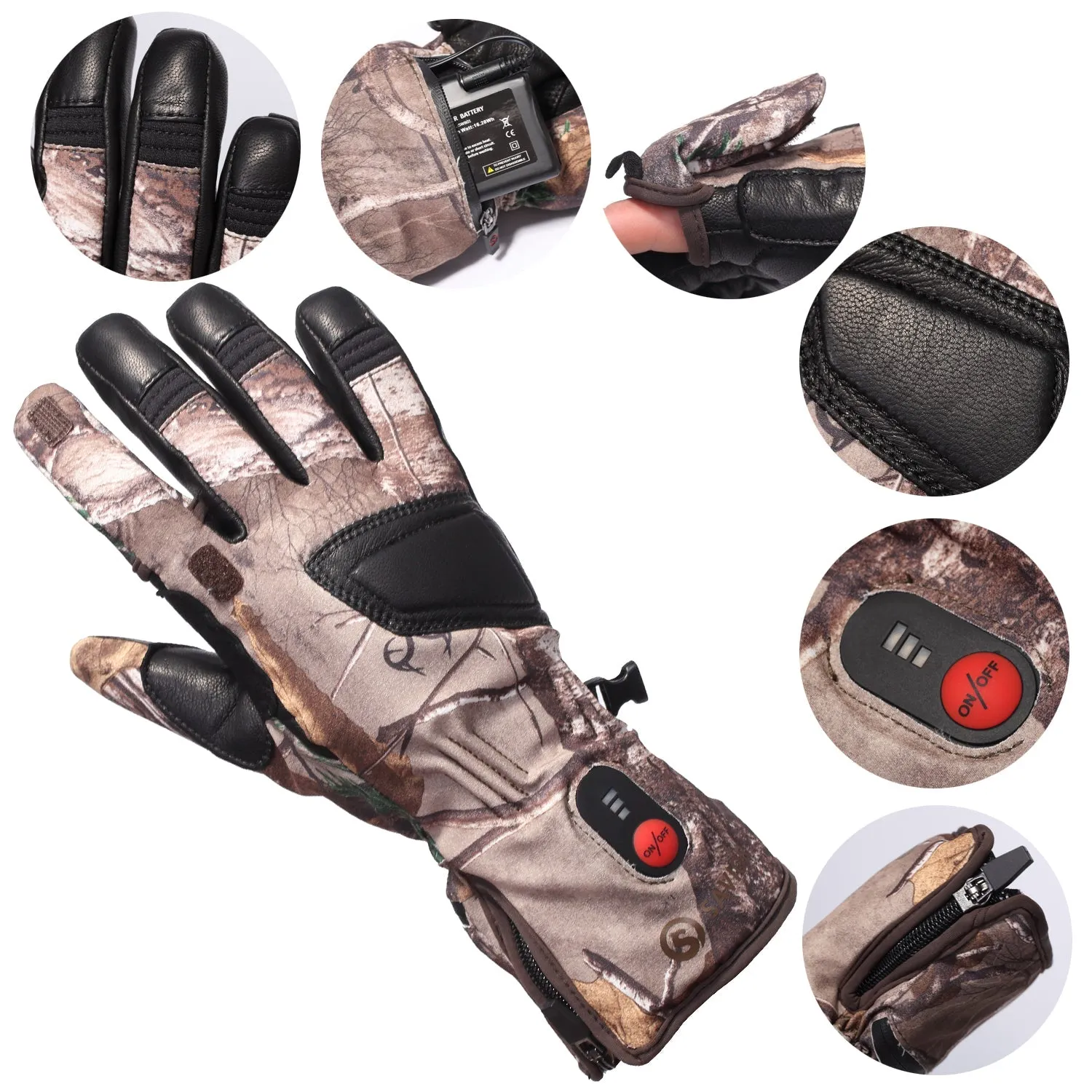 Touchscreen Gloves - Heated Camouflage for Outdoor Enthusiasts