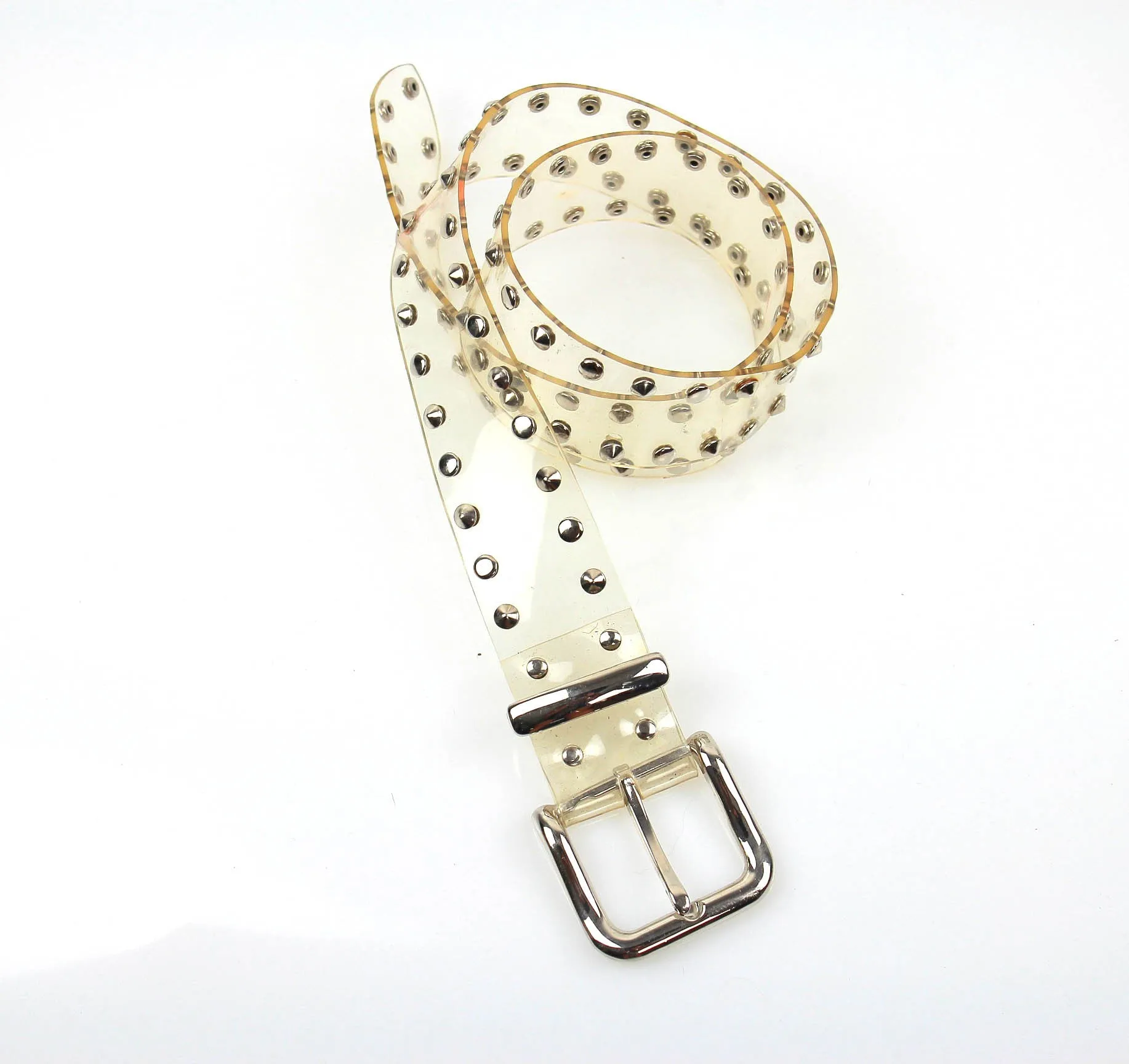 Vintage 70s rocker studded transparent vinyl belt