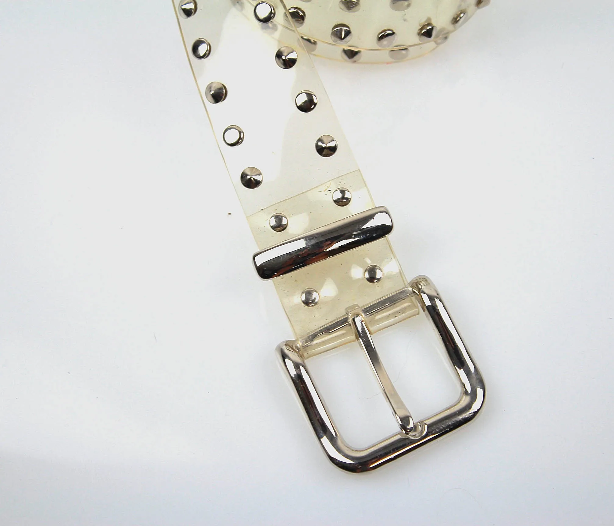 Vintage 70s rocker studded transparent vinyl belt