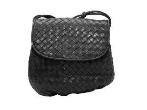 Vintage Black Bottega Veneta Intrecciato Crossbody Bag