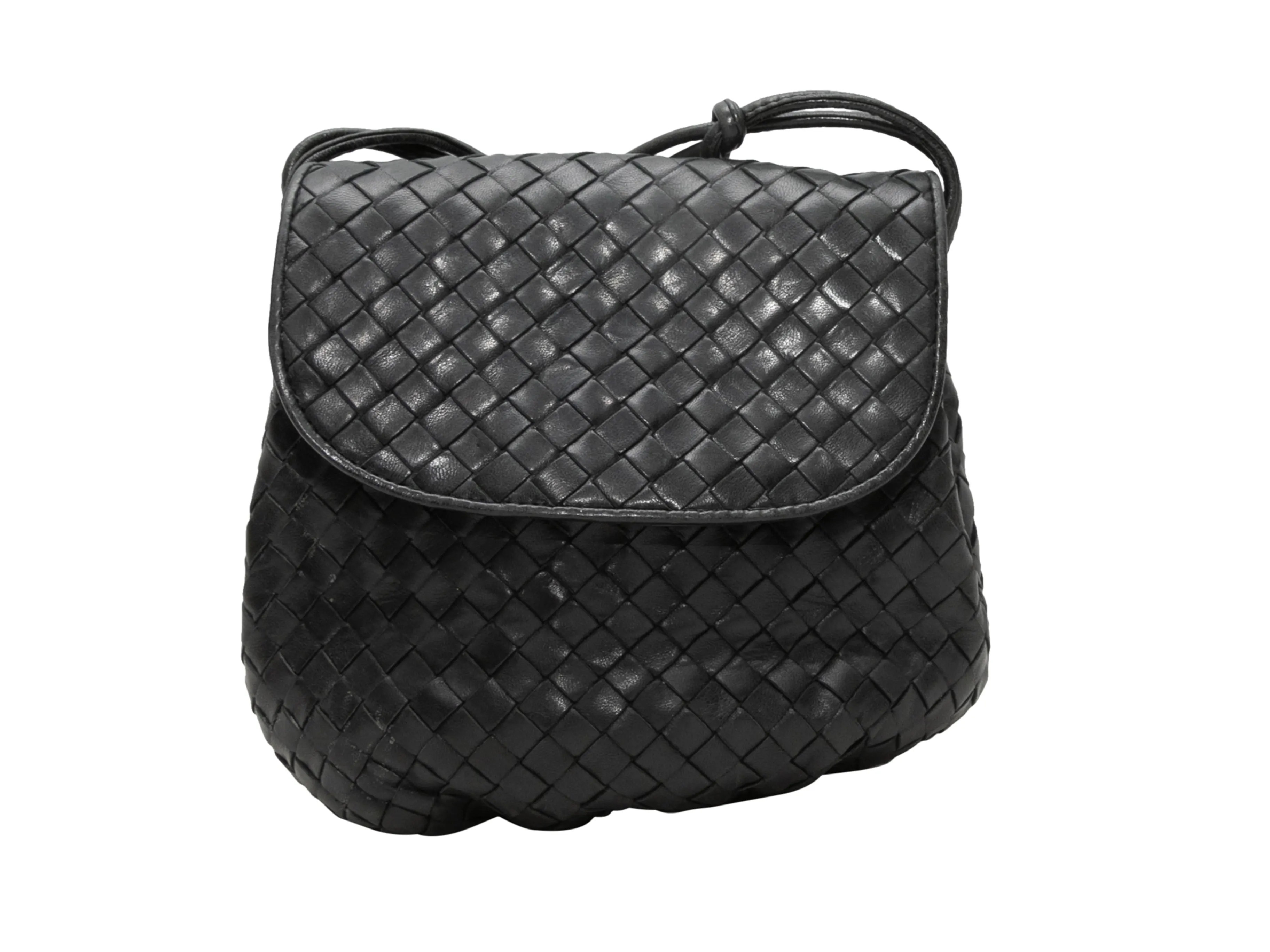 Vintage Black Bottega Veneta Intrecciato Crossbody Bag