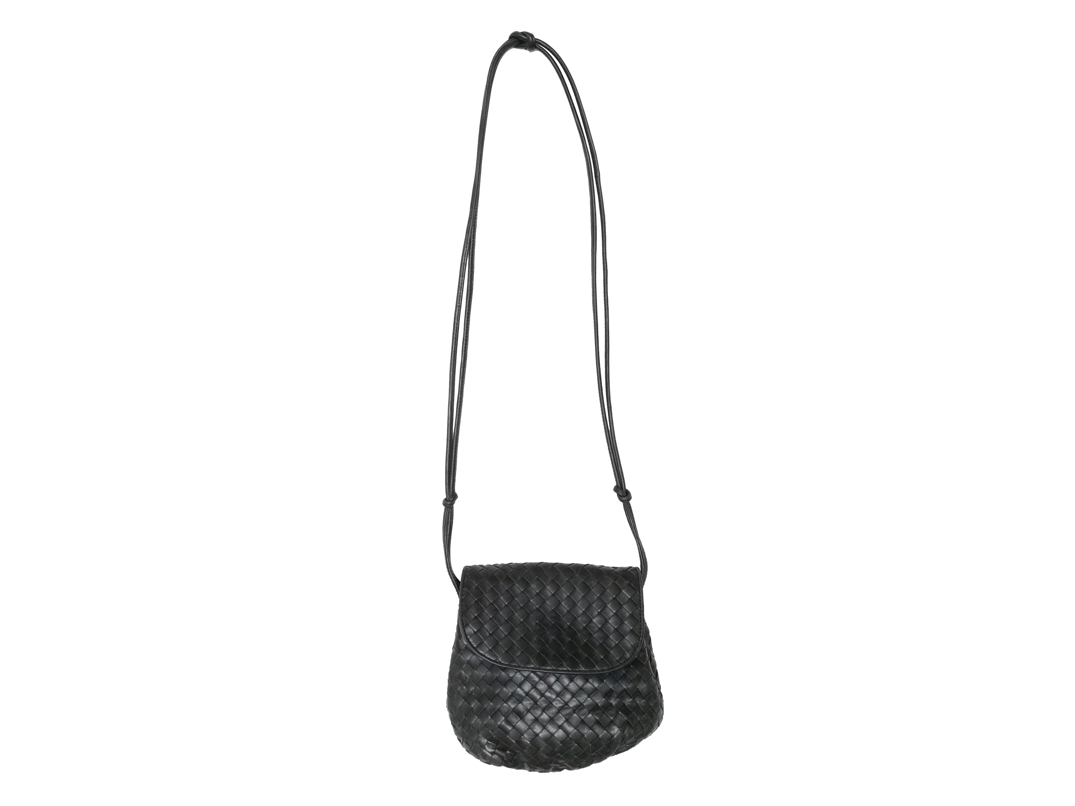 Vintage Black Bottega Veneta Intrecciato Crossbody Bag