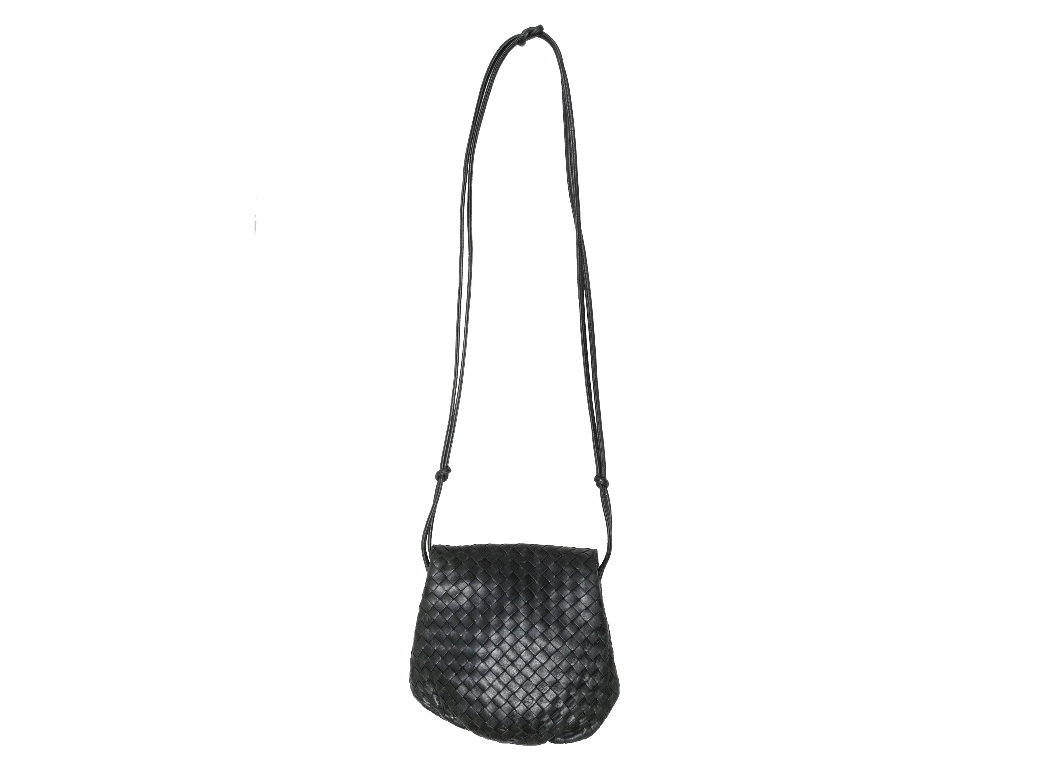 Vintage Black Bottega Veneta Intrecciato Crossbody Bag