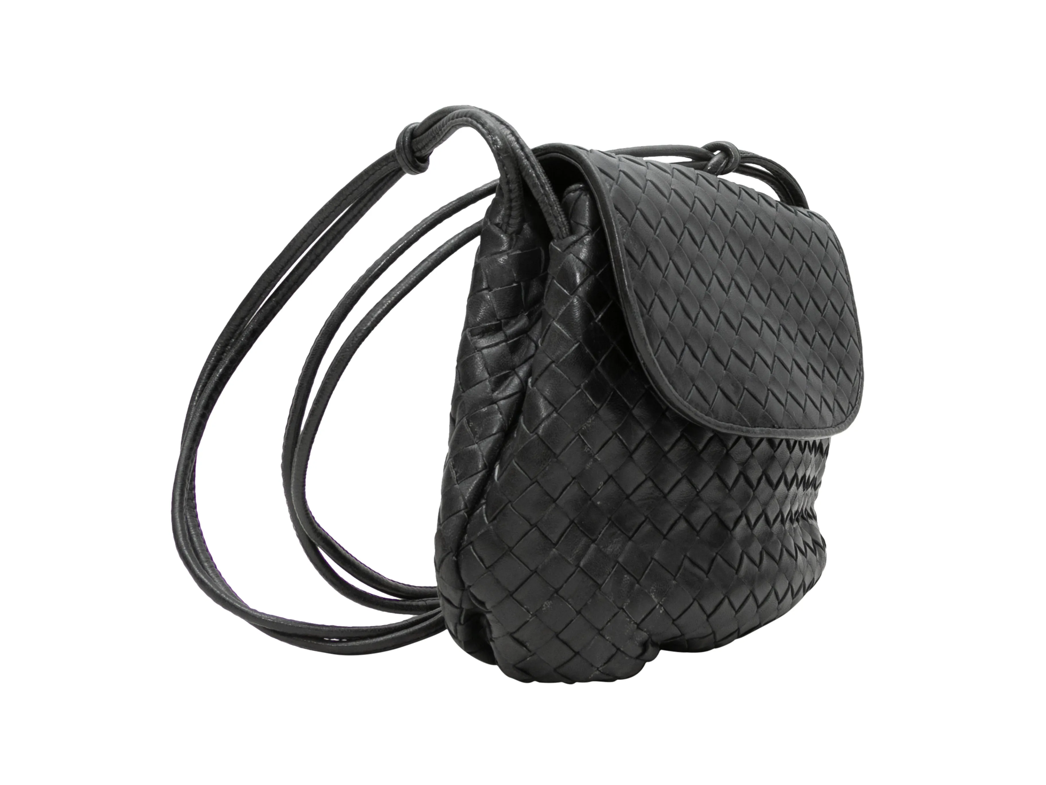 Vintage Black Bottega Veneta Intrecciato Crossbody Bag