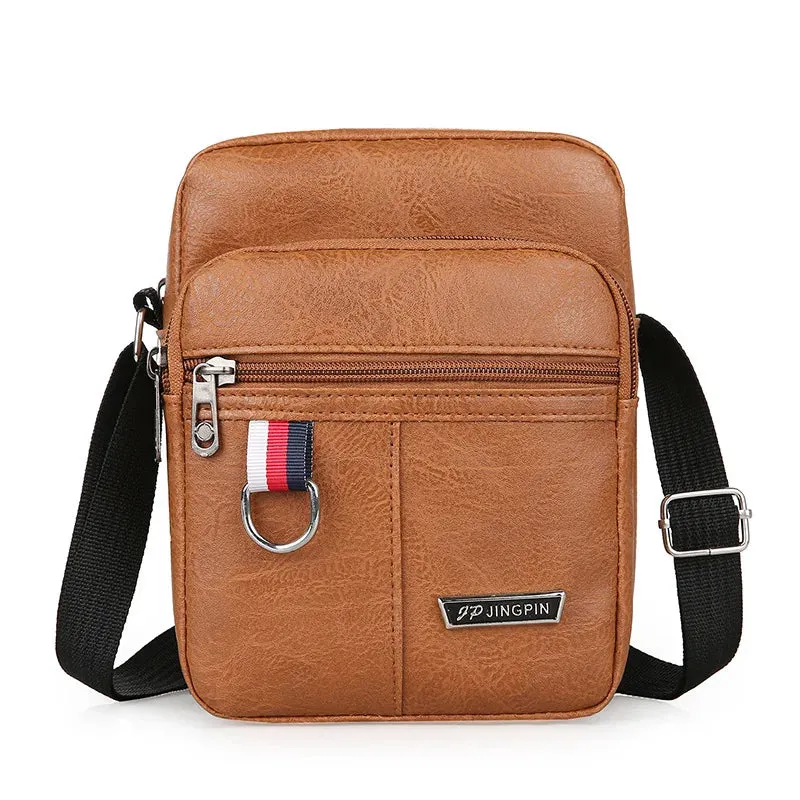 Vintage-Style PU Leather Crossbody Travel Sling Bag