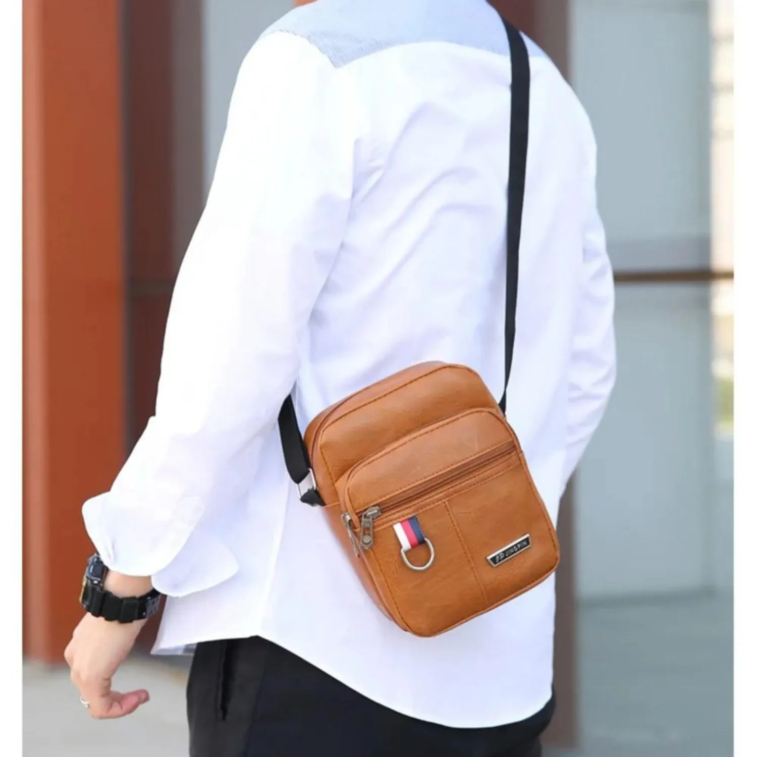 Vintage-Style PU Leather Crossbody Travel Sling Bag