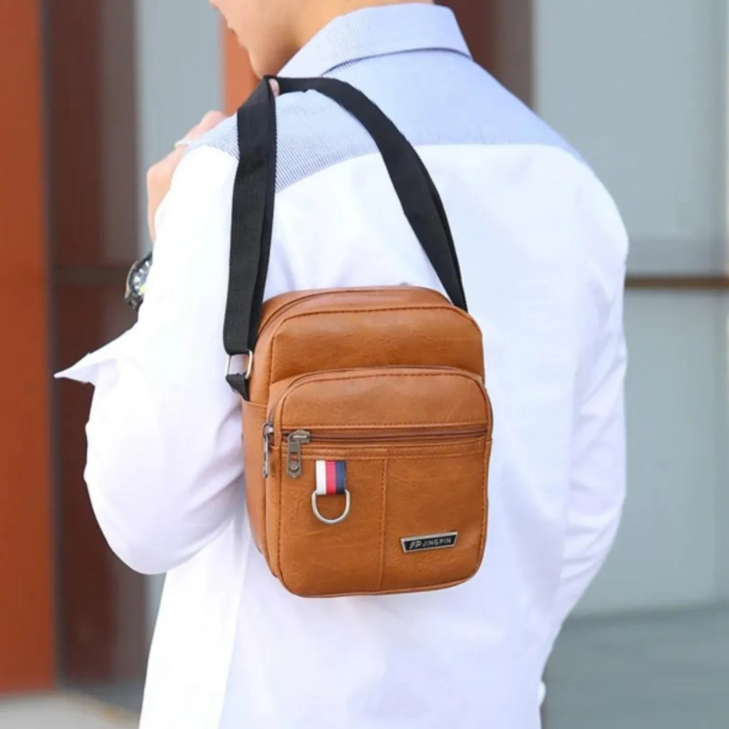 Vintage-Style PU Leather Crossbody Travel Sling Bag